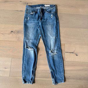 Pistola Tory Distressed Busted Knee Skinny Ankle Zip Jeans 30